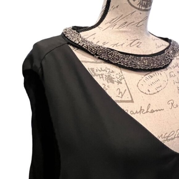 Torrid Georgette Embellished Beaded Choker‎ Tank 4X Black Neck Tie Blouse Top - Picture 3 of 14